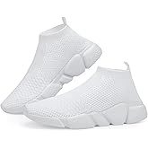 Santiro Mens Walking Shoes Breathable Knit Slip On Sneakers Lightweight Athletic Gym Shoes
