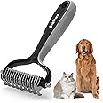 Staltwo Pet Grooming Supplies - 2-in-1 Professional Undercoat Rake and Pet Brush | Shedding Control for Long-Haired Dogs and Cats, Deshedding Tool, Knot Removal,Grey