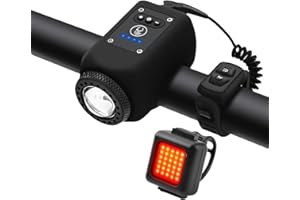 Electric Bike Horn Bike Light 2 in 1, Mountain Bike Electronic Horn Bell 4 Light Modes 6 Sound Modes IPX5 Waterproof with USB