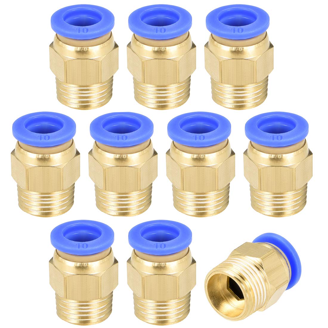 sourcing map Straight Pneumatic Push to Quick Connect Fittings G3/8 Male x 10mm Tube OD 10pcs