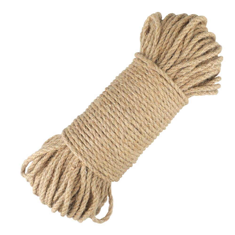 jijAcraft 5MM Thick Jute Rope: 50M Natural Jute Twine for Cat Scratching Post, 3-Ply Brown Garden Hemp Twine Rustic Strong Cat Tree Rope for Garden Use, DIY Craft Projects, Hanging, Wrapping