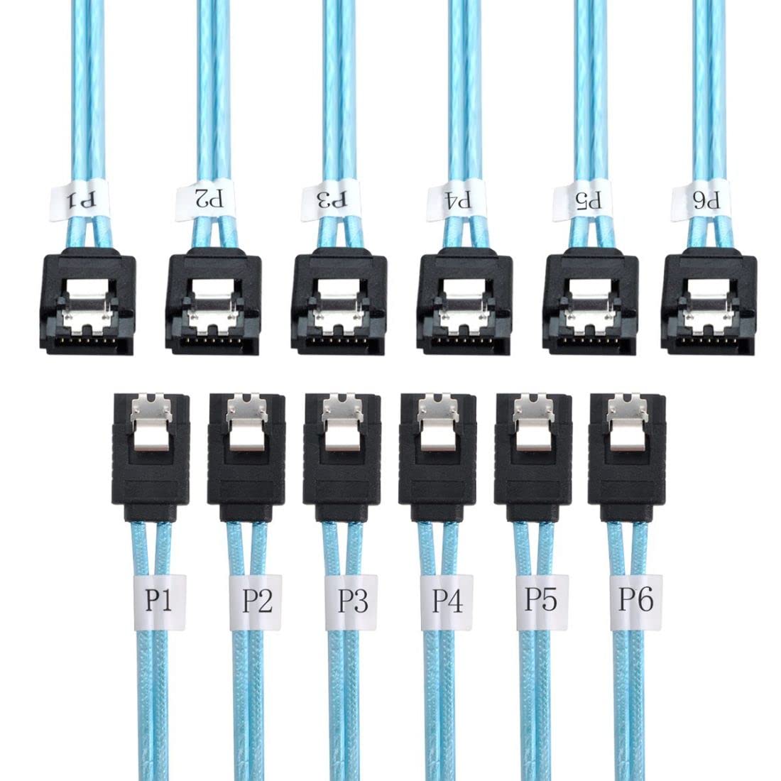 ChenYang 1.6 Feet Blue SATA Cable for Hard Drive, SSD, Data Server Raid, 6Gbps, 12 Pins, Male-to-Male, Indoor Use