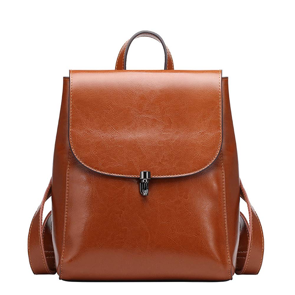 Travel Leather Backpack for Women Large College Bag Ladies Casual Daypack Vintage Style Office Shoulder Bag