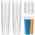 FOMIYES Clear Water Bottles Clear Plastic Cups 20Pcs Heart Shape Plastic Drink Cups, Clear Double Grid Bubble Tea Cups with Lids, Couple Sharing Hot and Cold Drink Cup Tea Mug Disposable Coffee Cups
