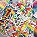Homyu Stickers Pack 60-Pcs Decals of Colorful Rainbow for Laptops Cars Motorcycle Portable Luggages Ipad Waterproof Sunlight-Proof