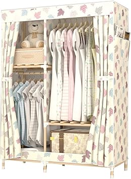 Amazon Com Xbzhyg Multifunctional Combination Wardrobe Bold Solid Wood Assembly Folding Cloth Wardrobe Single Small Wardrobe Clothes Storage Cabinet Color A Furniture Decor