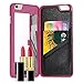 iPhone 6 6S Wallet Case, FLOVEME Hidden Mirror ID Credit Card Slots Holder Kickstand Feature Anti Scratch Shockproof Protective Flip Folio Hard Rugged Back Plastic Cover for Girls Women, Hot Pink