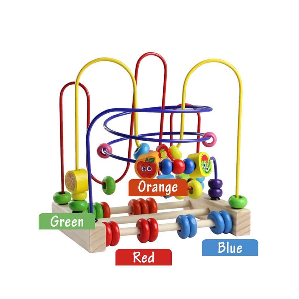 Fajiabao Bead Maze Wooden Toys Roller Coaster Colorful Abacus Circle Toy for Kids Boys Girls