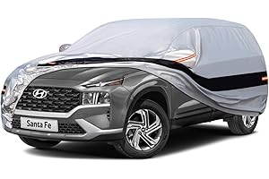 Holthly 10 Layers SUV Car Cover Custom Fit for Hyundai Santa Fe (2006-2024) Waterproof All Weather for Automobiles, Outdoor Full Cover Rain Sun UV Protection.Silver