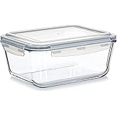 Large Glass Food Storage Container - Baking Containers with Hinged Locking Lids. 100% Leak Proof. 12 Cups / 3000 ml