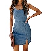 Womens Denim Dress Sexy Sleeveless Split Bodycon Mini Tube Jeans Short Dresses