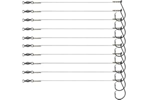 SENYUBBY 1#-8/0# Offset Octopus Hooks Rig, Fishing Wire Leader -Heavy Duty Stainless Steel Wire Line Leaders with Rolling Swivel and Barb Hooks, Fishing Lure Bait Rig Saltwater…