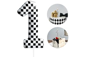 AXBMM Racing Cars Themed Birthday Candle Number 1 Checkered Candle Birthday Party Decoration Cake Topper for Racing Car Party Decoration Theme Party Supplies (Number 1)