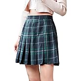 WDIRARA Women's Plaid High Waist Pleated Skater A Line Uniform Mini Skirt