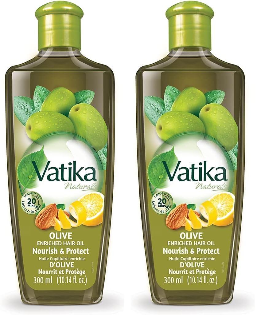 Vatika Naturals Olive Enriched Hair Oil - 200 ml | Nourishes & Protects |100% Natural Oils | Enriched With Almond & Vitamin E | For All Hair Types (Pack of 2)