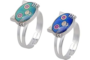 Acchen Mood Ring Heart Shaped Changing Color Emotion Feeling Finger Ring 2 Pcs with Box