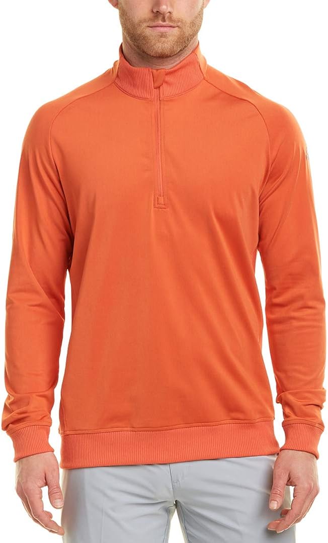 adidas Golf Mens Classic Club 1/4 Zip Pullover, L, Orange