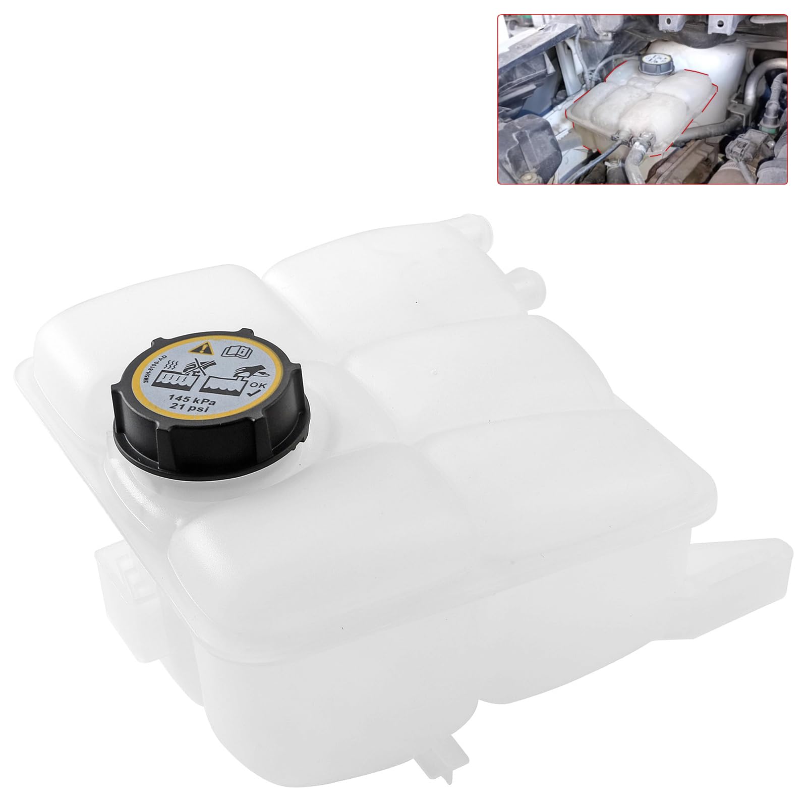 Photo 1 of Engine Coolant Reservoir Radiator Tank, Expansion Tank with Cap, Compatible with Ford Vehicle C-Max 2013-2018, Escape 2013-2016, Focus 2012-2018, Transit Connect 2014-2016, Replace# 603-382