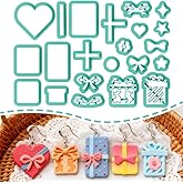 ORIGACH 22 Pcs Gift Box Polymer Clay Cutters Set Bow Star Heart Rectangle Shapes Earring Clay Cutter DIY Craft Supplies for Earring and Jewelry Making