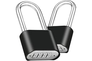 Faburo 2pcs Combination Lock, 4-Digit Heavy Duty Combo Lock, Combination Padlock Outdoor Waterproof Gate Locks for Outdoor Fence, Locker, Sheds, Gym, Gate Hasps (2pcs, Long Shackle)
