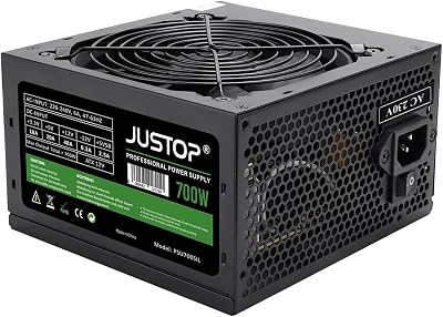 JUSTOP 700W ATX Power Supply PSU 120mm Fan 8-Pin 12V 6+2 Pin PCI-E 6x SATA