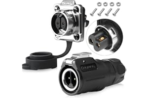 ALLAOUNION 2 Pin IP68 Waterproof Aviation Connector, Locking Screw Electrical Connector for Automotive, Marine, RV, Solar Panels, LED Lighting (Indoor/Outdoor Use)