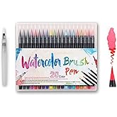 Alycoco Watercolor Brush Pens Set - Premium Soft Flexible Dual Tips Coloring Brush Pen & Fineliner Color Marker Pens for Adult Coloring Sketching Books, Manga, Comic, Calligraphy (20 colors)