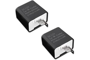 Getfay Black Universal LED Turn Signal Flasher Relay, 2-Pin, Speed Adjustable, Automatic, Plug-In, Normally Open, Socket Mount