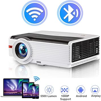 Proyector WiFi, 5000 Lúmenes LED Proyector Cine en Casa Bluetooth ...