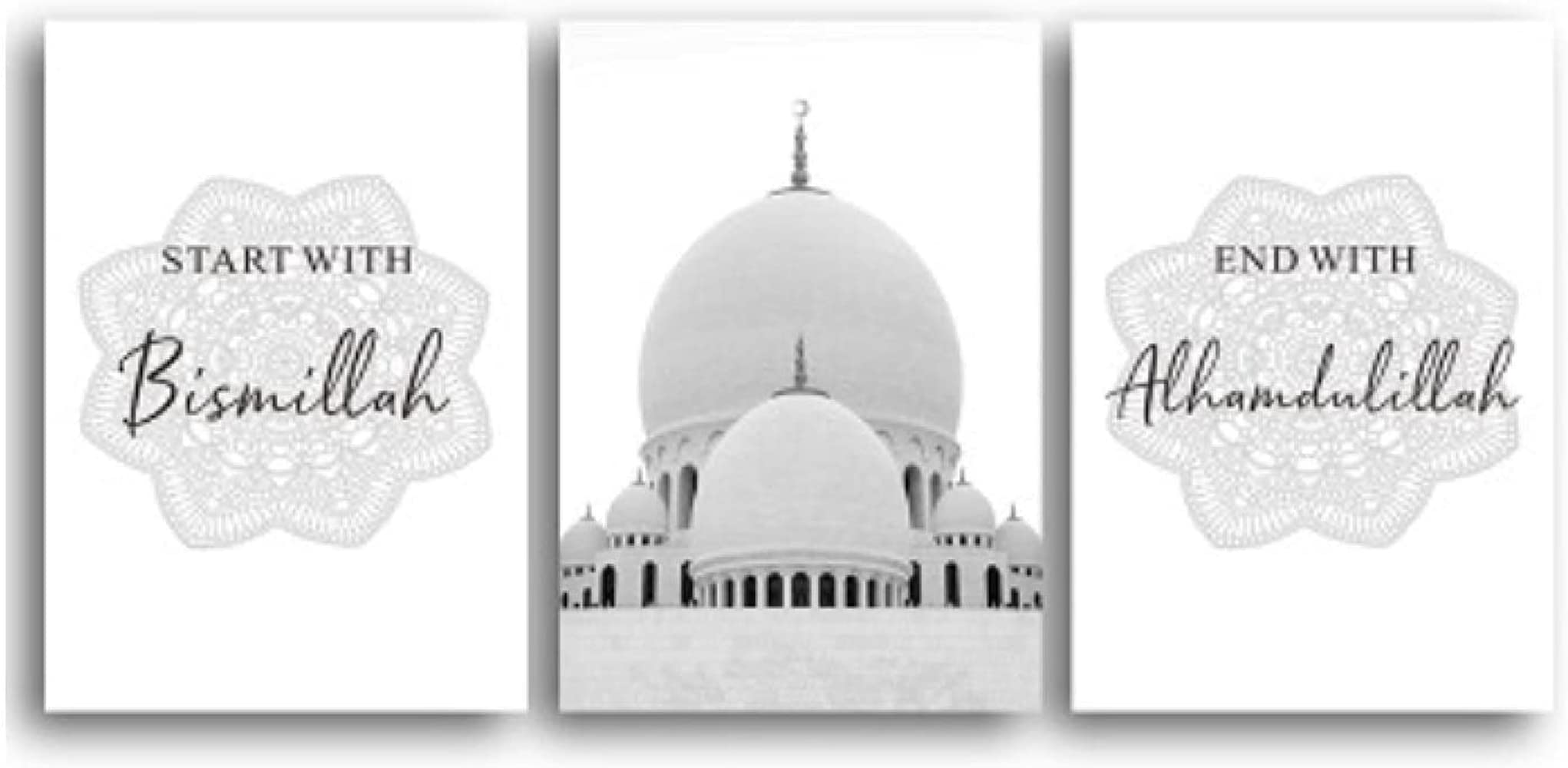 JNAOZI Islamic Wall Art Set, Islamic Canvas Wall Pictures, Premium Wall Poster Art Print Set - WITHOUT Frame (50x70cm*3)..