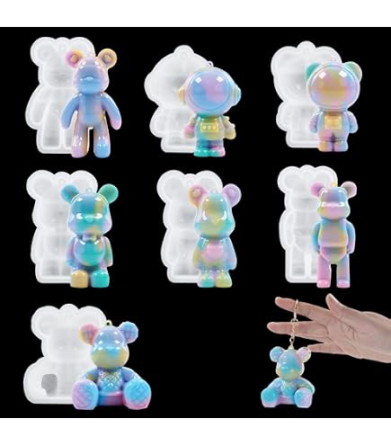 Japleed 2-Piece Bear Silicone Mold Set For Resin, Candles, Soap & Chocolate - Cute 3D DIY Crafting Kit