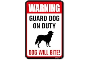 BTFSigns 8" x 12" Aluminum Sign Guard Dog On Duty Dog Will Bite - Warning Metal Sign for Home and Yard
