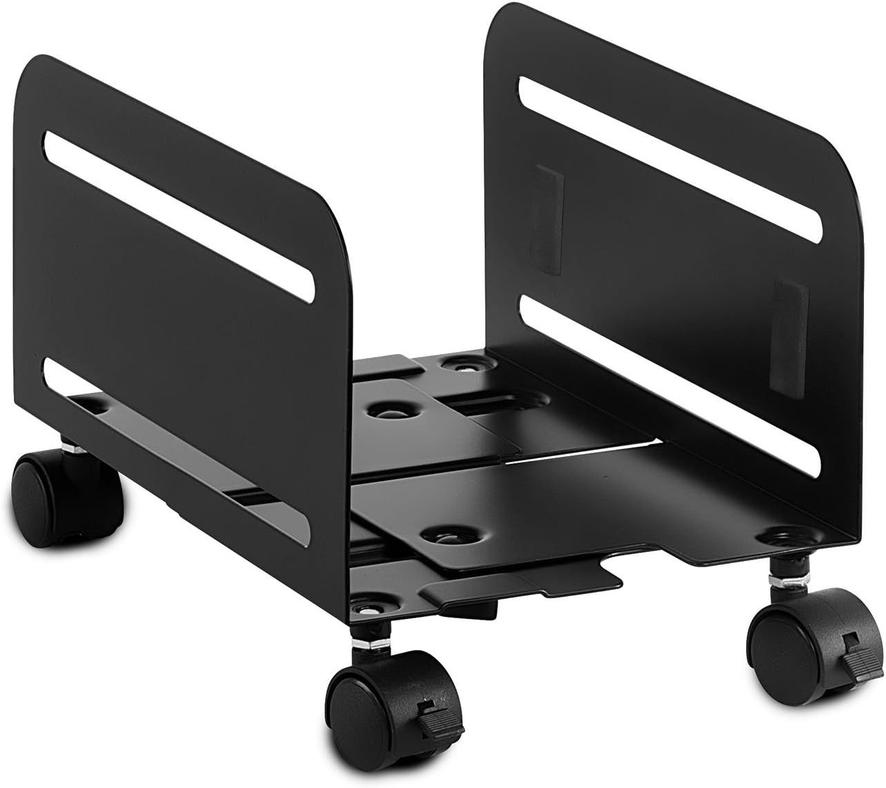 Mount-It! Rolling CPU Stand with Wheels, Heavy Duty Desktop Computer Tower Cart with Ventilation and Adjustable Width from 4.87 to 8.5 Inches, Steel