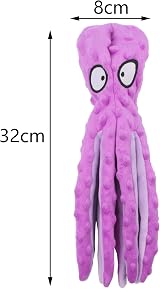 RAYITO Octopus Dog Toys No Stuffing Squeaky Plush Interactive Toy Purple view 2