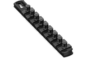Ernst Manufacturing 8-Inch Magnetic Socket Organizer with 9 3/8-Inch Twist Lock Clips, Black (8427M-Black-3/8)