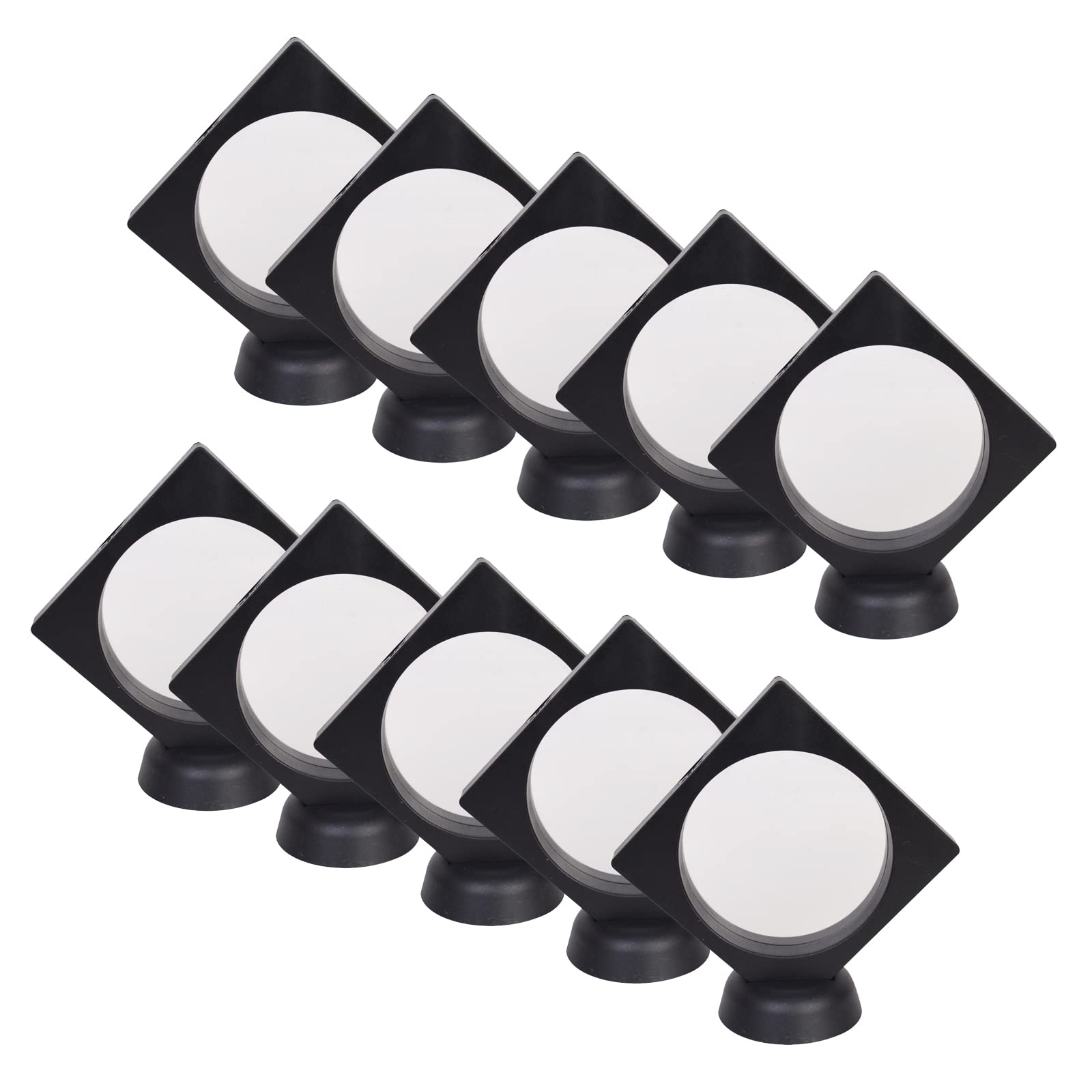 Bleiou 10 Pack 3D Floating Display Frame Stand Holder Coin Chip Jewelry Pin Display Stand Box (Black, 4.5 x 4.5 x 0.75inch) Style B