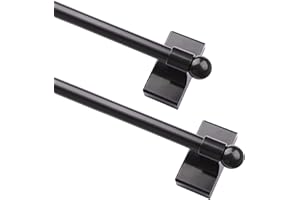 CGBAIEE Multi functional hanging pole，Magnetic Curtain Rods for Metal Doors，No tools required,Multi-Use Adjustable Appliance for Windows Iron Steel Places，09-16 Inch，2 Pack,Black
