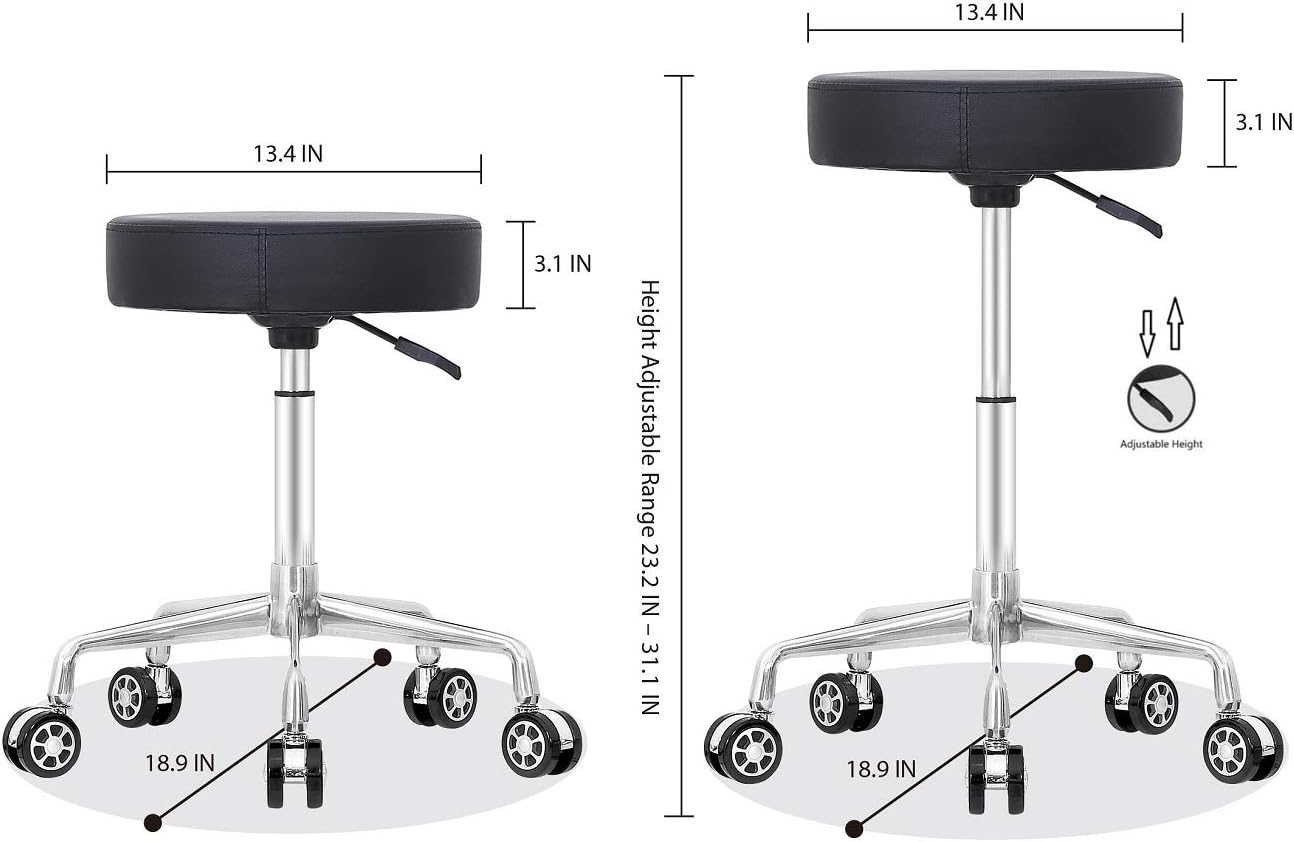 Coolu Rolling Stool Swivel Chair Adjustable Height Hydraulic Stool with Wheels for Office Bar Salon Massage Work and Kitchen: Kitchen & Dining