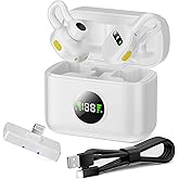 Tisino mini Wireless Lavalier Microphone for iPhone with Lighting Plug, Noise Reduction Mini Clip-on Lapel Mic with Charging Case, Portable for YouTube, TikTok, Vlog, Podcast, Interview,White