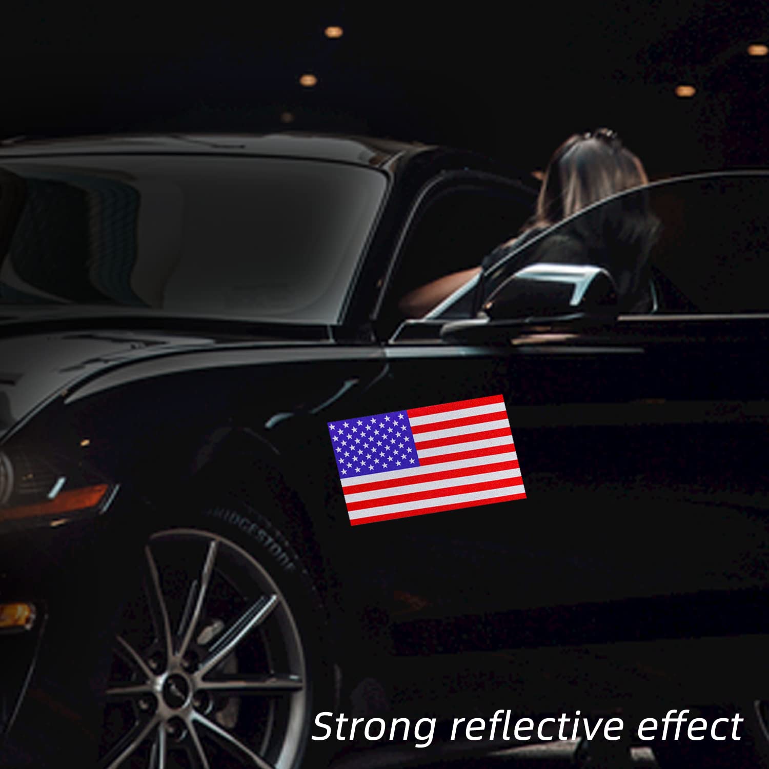 American Flag Decal,3pcs USA Flag Decal Sticker, Reflective Car Stickers for Cars/Trucks - Support US Military