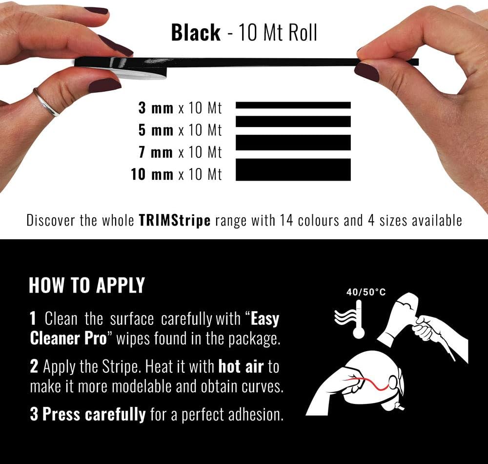 4R Quattroerre.it 10468 Trim Stripes Adhesive Strips for Cars Black, 5 mm x 10 mt, 5mm x 10m - Image 4