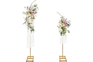 Bazen Balloon Arch Kit, Balloon Arch Stand Set of 2 with Metal Square Base Balloon Arch Frame Floral Half Arch Balloon Garland Stand for Ceremony Wedding Bridal Baby Shower Birthday Anniversary