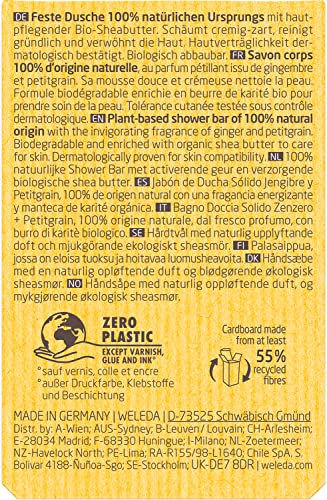 WELEDA Bio Festes Duschgel Ingwer & Petitgrain – feste Naturkosmetik Dusche mit Bio Sheabutter & erfrischendem Duft. Natürliche Shower Bar Seife für Männer & Frauen. 100% Vegan & Plastikfrei (1x 75g) thumbnail 3