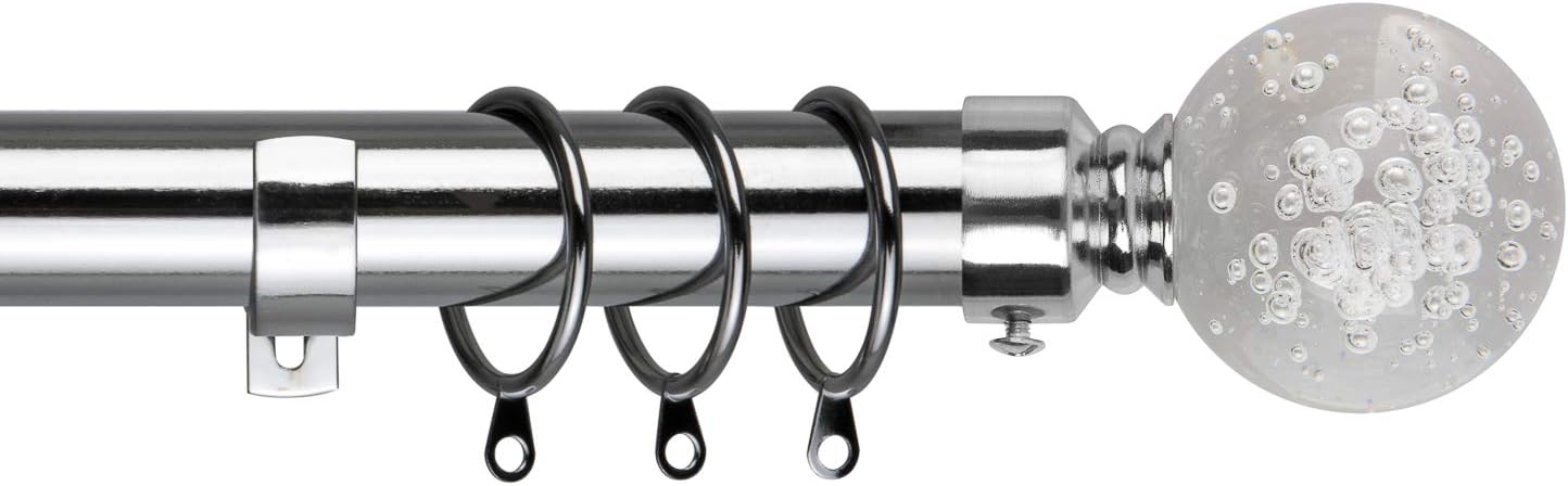Home Treats Extendable Curtain Pole Bubble Chrome Metal Curtain
