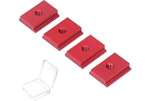 FIREOSMA T Slot Nuts, 4Pcs M6 T-Track Sliding Nuts for T Slot Rails – Aluminum T-Shaped Groove Nuts, Woodworking T-Slot Fasteners, CNC Machine Fixtures & Screw Channel Accessories (Red)