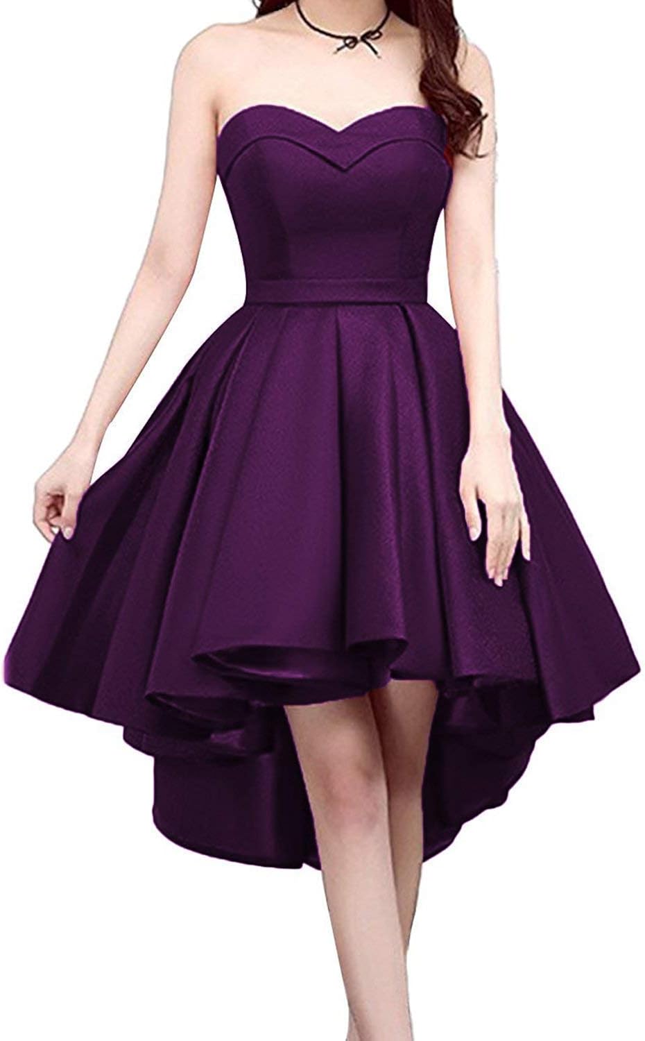 purple satin homecoming dress