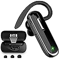 munash Bluetooth Earpiece with 96H Playtime, Single Ear Wireless Headset with HD Mic, 500mAh Charging Case for Business Calls, Driving (iOS/Android Compatible)