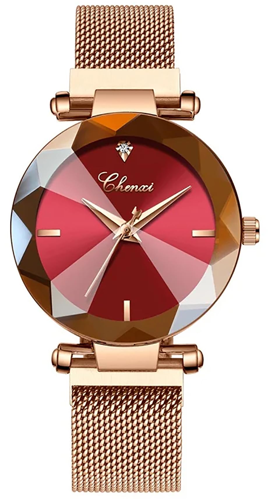 MASTOP Luxury Women Watches Analog Quartz Watch Bracelet Watch Mesh Band Waterproof Wrist Watches for Ladies, Red, Quartz Watch