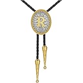 Flipslo Western Bolo Tie for Men Women, Gold Bolo Ties Initial Letter A to Z Cowboy Tie Bolo Necktie Cowgirl Accessories