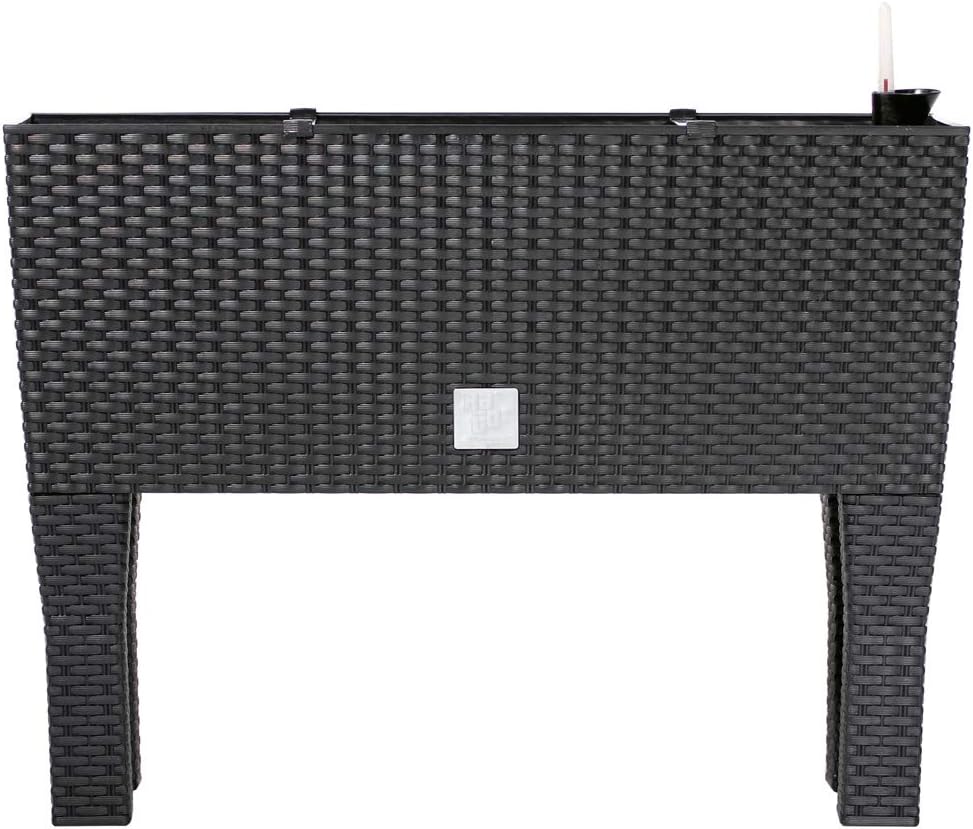 Deuba Macetero Elevado de poliratán Dividido en 3 Compartimentos Jardinera de 60x25x46 cm para Exterior Interior 30L